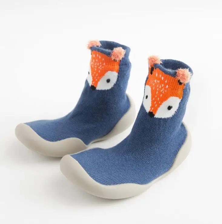Neue Frühjahr Baby Kleinkind Schuhe Baby Schuhe Non-slip Fuchs Tiger Verdickung Schuhe Socke Boden Schuhe Fuß Socken Tier Stil 24/25 blau