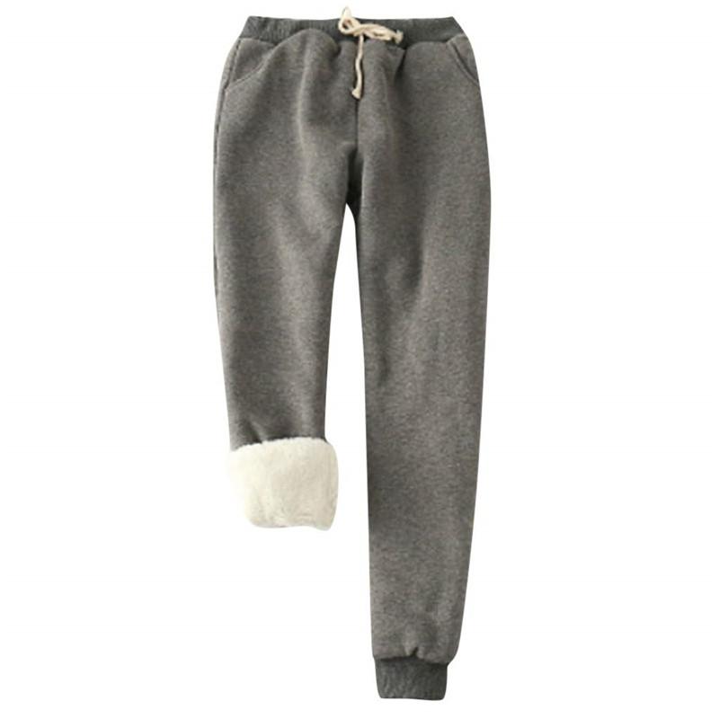 Warme Hose für den Winter, dünn, dicker Samt, lässige Woll-Fleece-Hose, Kaschmir-Hose für Damen, Baumwollhose 5XL dunkelgrau