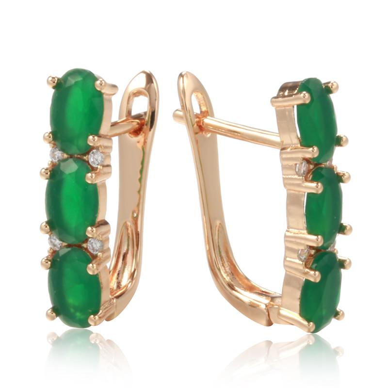 Luxuriöse Damen-Clip-Ohrringe mit grünem Zirkon, für Hochzeit, Party, Modeschmuck grün