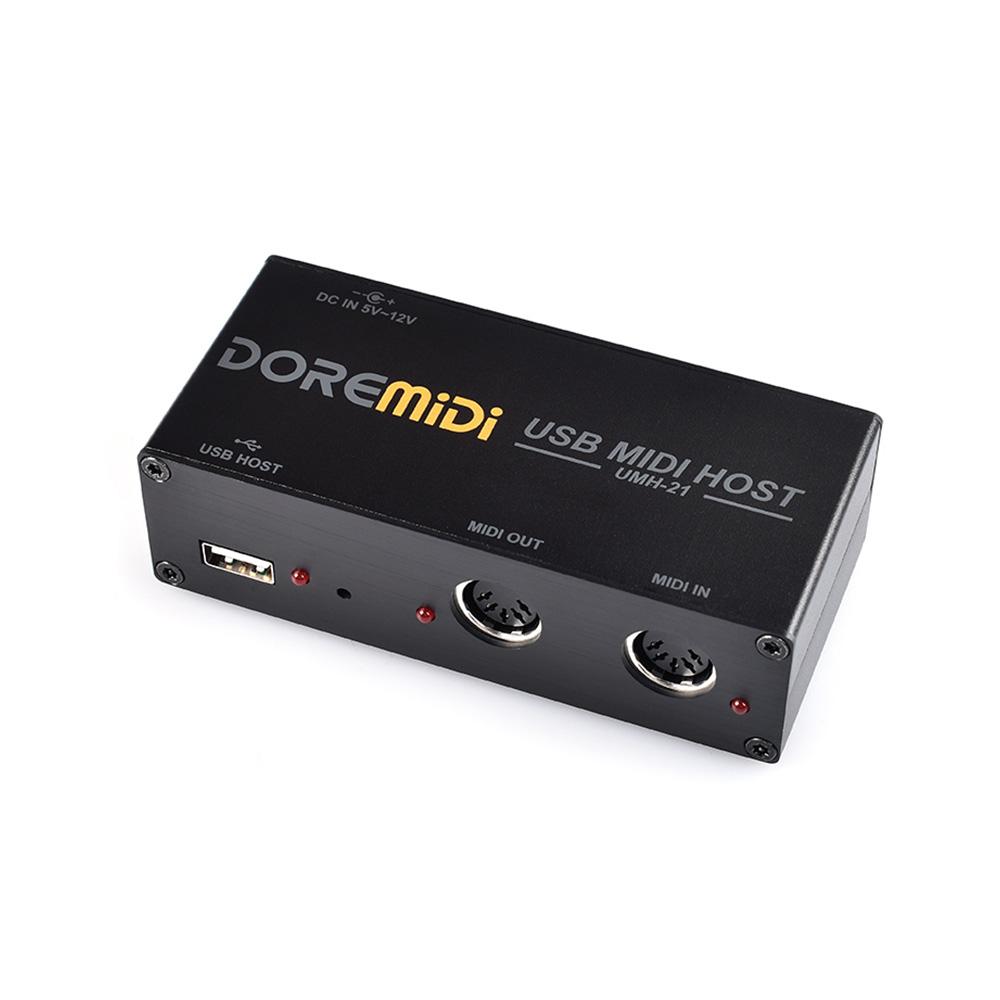 DOREMiDi High Speed USB MIDI Host Box 1-in 1-out 16 Kanal MIDI Box Anwendbar auf MIDI-Tastatur schwarz