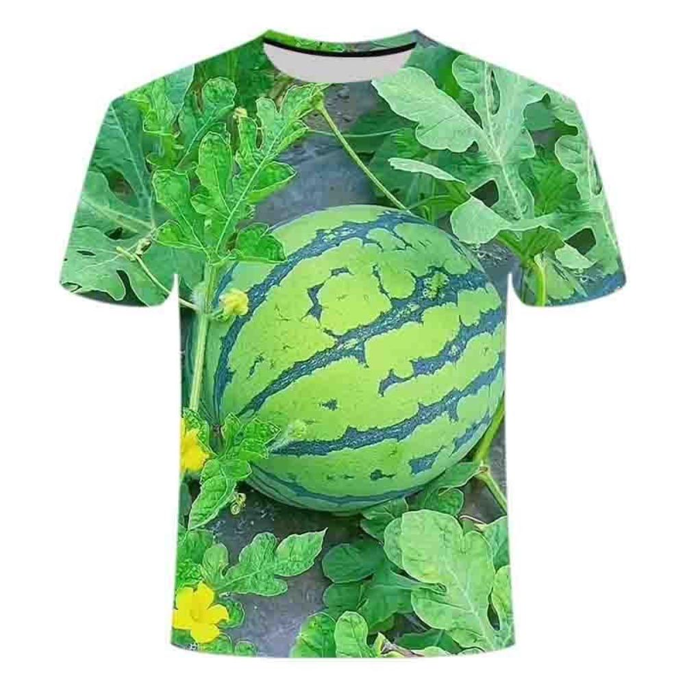 Lustiges und Kreatives Wassermelonen 3D Gedrucktes T-Shirt, Sommer Personalisiert Trend Kurzärmeliges Oberteil, Herren Freizeit und Modisch Rundhals Kleidung XL green
