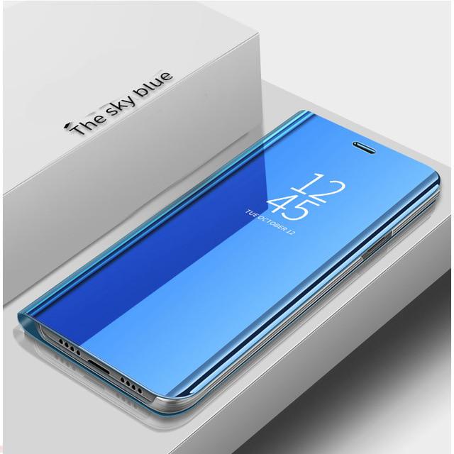 Für Samsung A 51 71 Hülle Smart Mirror Flip Cover Case für Samsung Galaxy A51 A71 A41 A31 A21 A21S A11 A01 2020 A50 A70 A30 S20 S10 S9 Stand Book Coque Samsung S21 Plus hellblaue