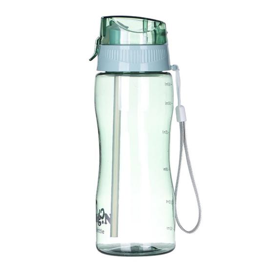 580 ml Strohflasche, auslaufsicher, großes Fassungsvermögen, tragbar, sorgt dafür, dass Sie genug Wasser trinken, Trinkkrug, Fitnessstudio grün