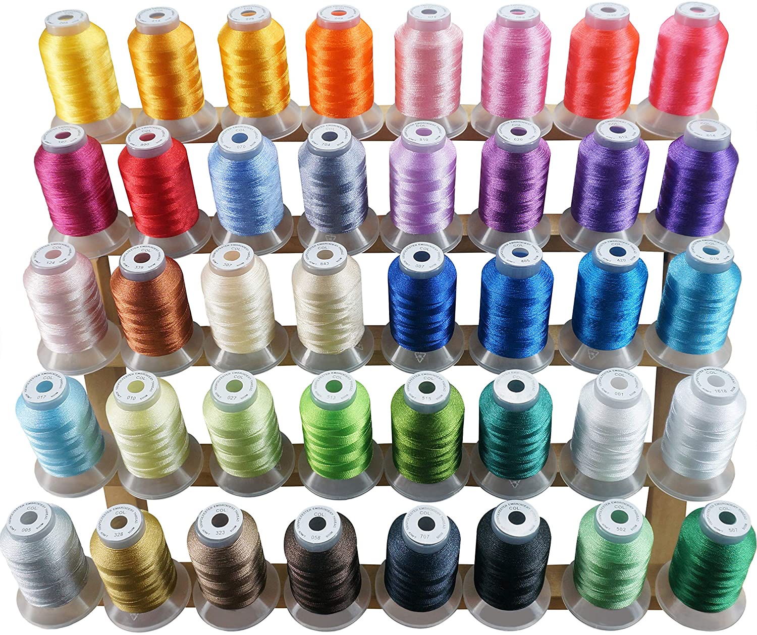 40 Brother-Farben-Stickmaschinengarn-Set, 500 m Spule für Brother Babylock, Janome, Singer, Pfaff, Husqvarna, Bernina, Sticknähmaschinen blue