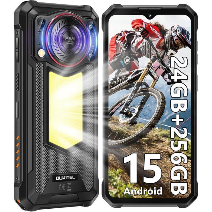 Robustes Smartphone OUKITEL WP53 Pro 24GB+256GB/1TB 6,52'' FHD+ 11000mAh Unzerbrechliches Mobiltelefon Dual-SIM 4G/GPS/128dB/NFC Schwarz schwarz