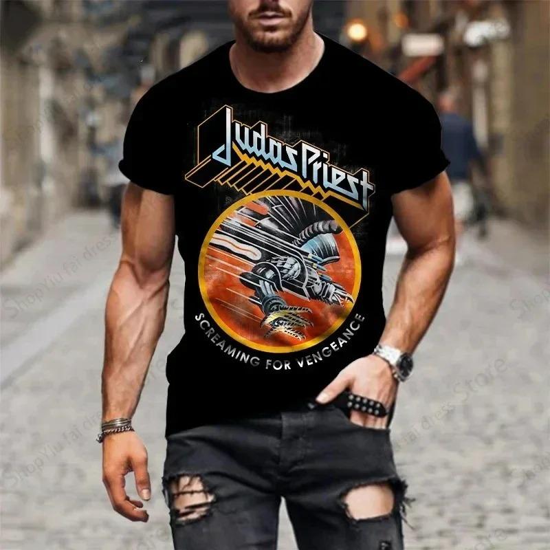 Rockband Herren T-Shirt 3D Judas Priest Druck T-Shirt Herren Damen Mode Kurzarm T-Shirt Hip Hop Oberteile T-Shirts Heavy Metal T-Shirt 4XL