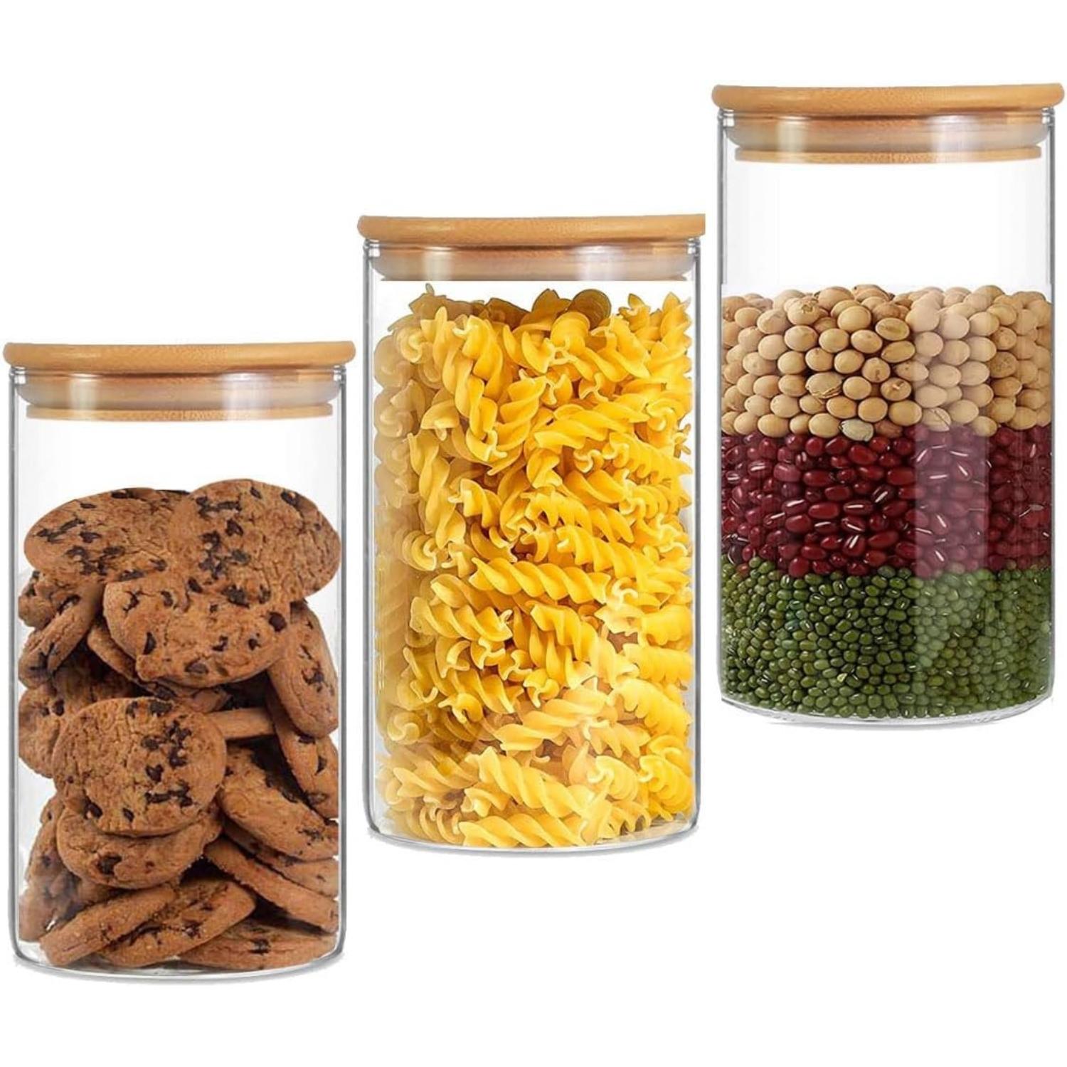 Vorratsgläser Glas Vorratsgläser Glasbehälter Aufbewahrung Nudelaufbewahrungsbox Küche Spaghetti Luftdichter Behälter mit Deckel Nudeln 3pcs-10x15cm