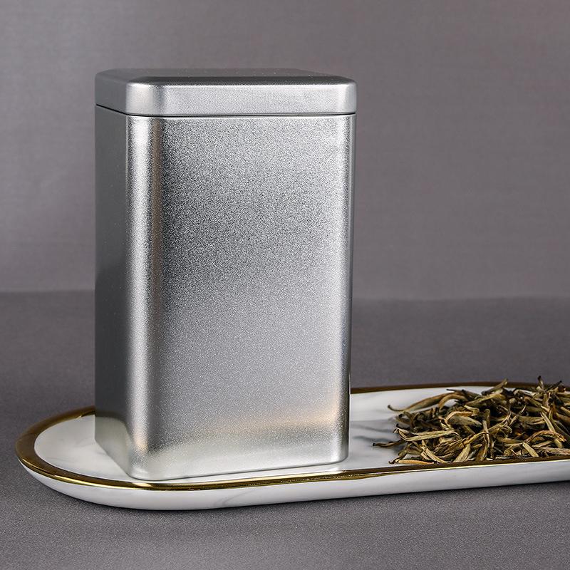 Metall-Retro-Quadrat-Teedose, Süßigkeiten-Lebensmittel-Aufbewahrungsbox mit Deckel, Verpackungsbox-Behälter silber