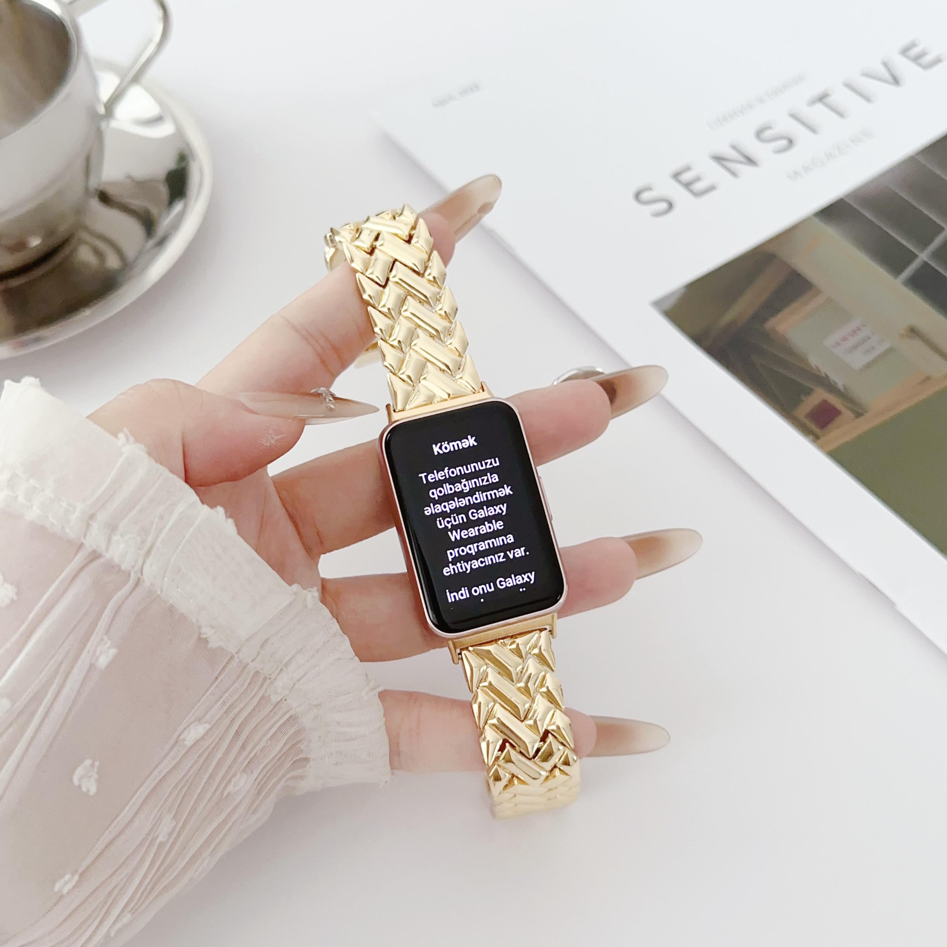 Edelstahlarmband für Samsung Galaxy Fit3 Band Metallarmband für Galaxy Fit 3 SM-R390 Armband Ersatzzubehör For Samsung Galaxy Fit 3 gold