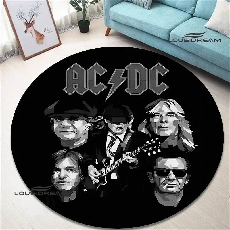 Rockband AC/DC retro bedruckter runder Teppich Schlafzimmer schöner Teppich rutschfester Fußabtreter Fußmatten Bereichsteppich Geburtstagsgeschenk 80cm