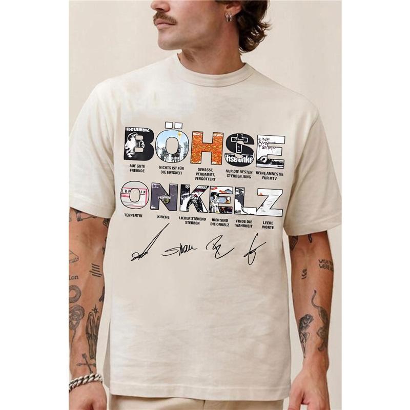 Band Böhse Onkelz Global Tour Mercah T-Shirt Deutsche Heavy Metal Band Tee Oversized Y2k Lässig Baumwolle Locker Herren Damen T-Shirts Weiblich Männlich Kleidung M navy blau