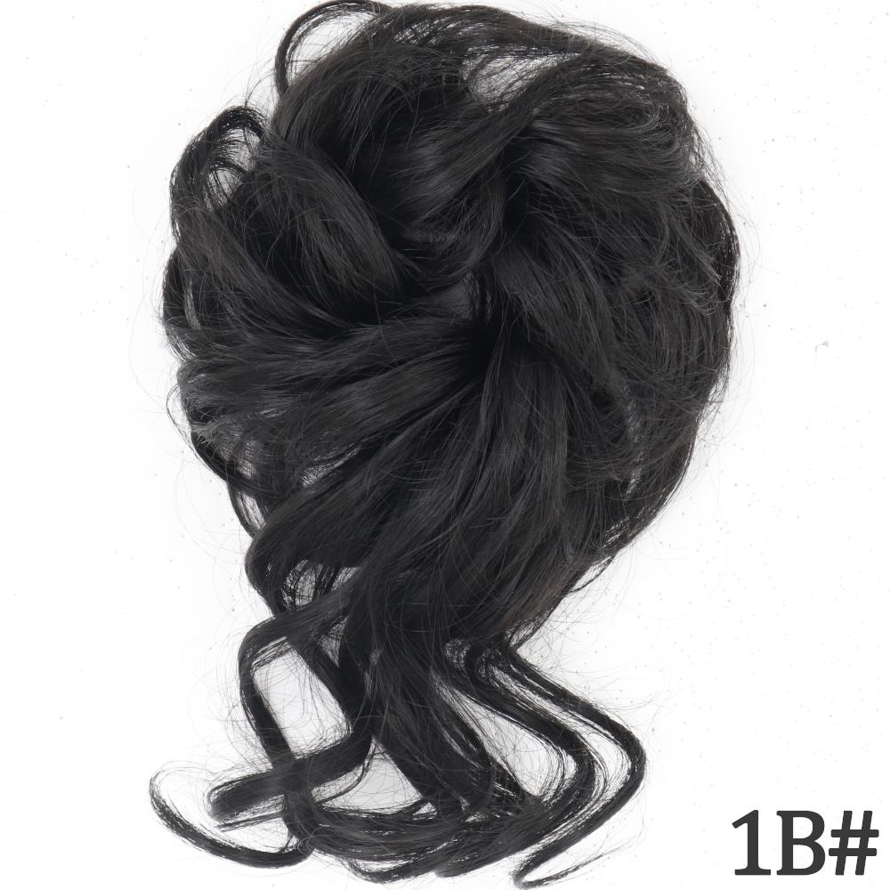 MISS WIG Synthetisches, unordentliches, lockiges Haargummi mit Gummiband, Schwarzgold, synthetische Hochtemperaturfaser, Dutt-Haarteile für Damen 8 cm