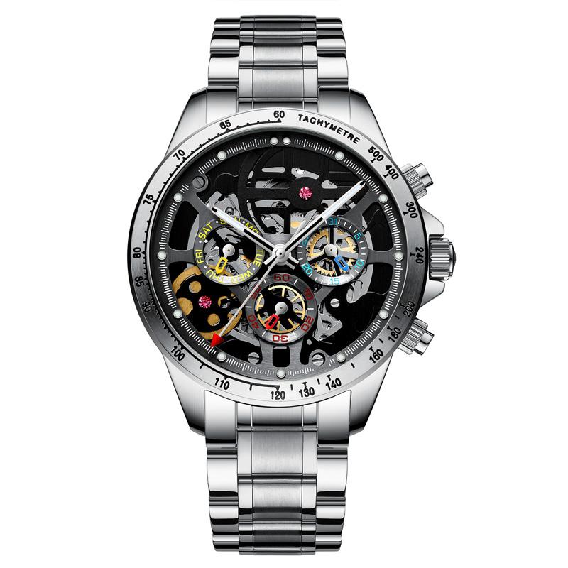 HAIQIN Herrenuhren Luxus automatische mechanische Handgelenk für Männer 5Br wasserdichte Uhr