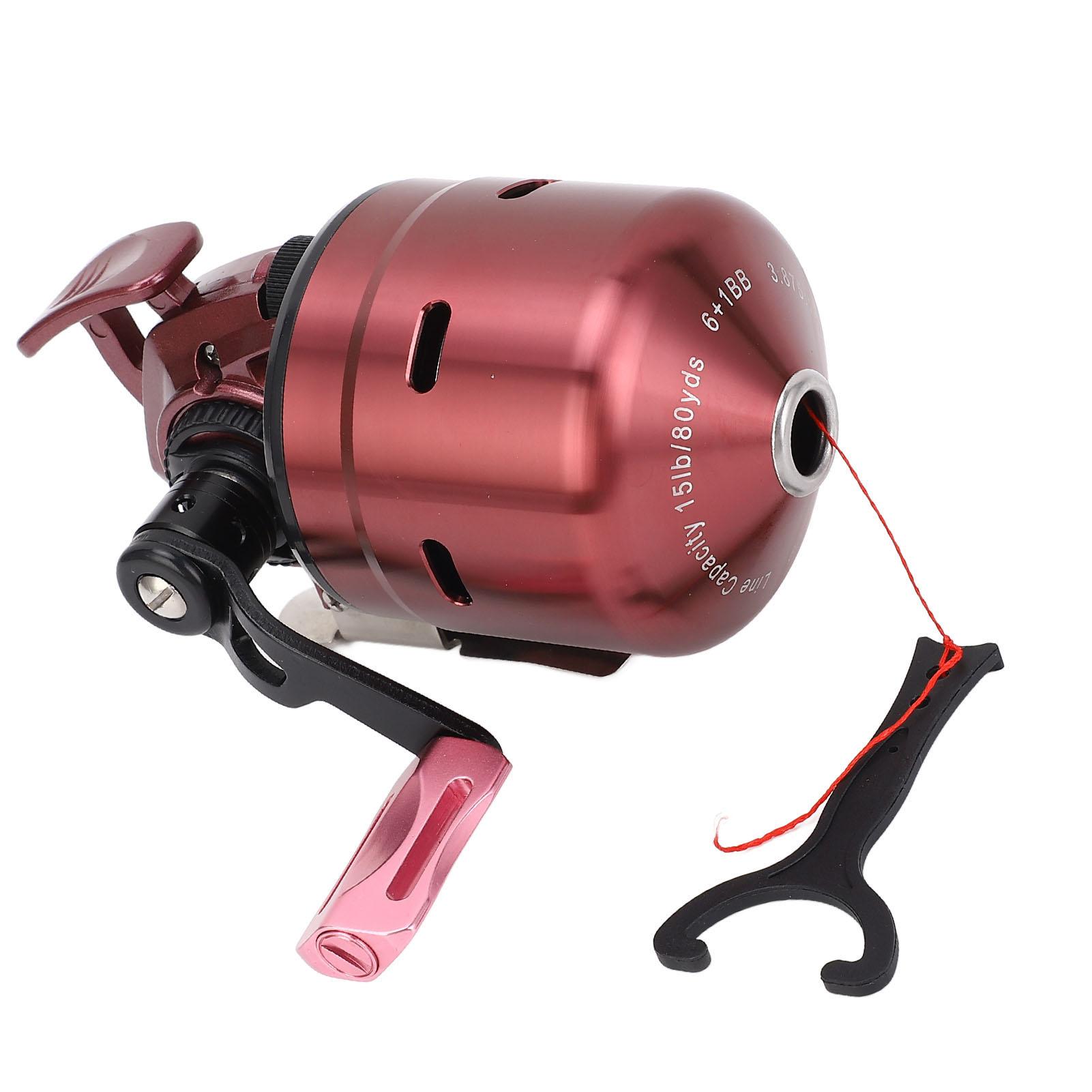 Geschlossene Angelrolle, rutschfeste Angelrolle aus Edelstahl mit Magnetring, automatische Schnurführung violett