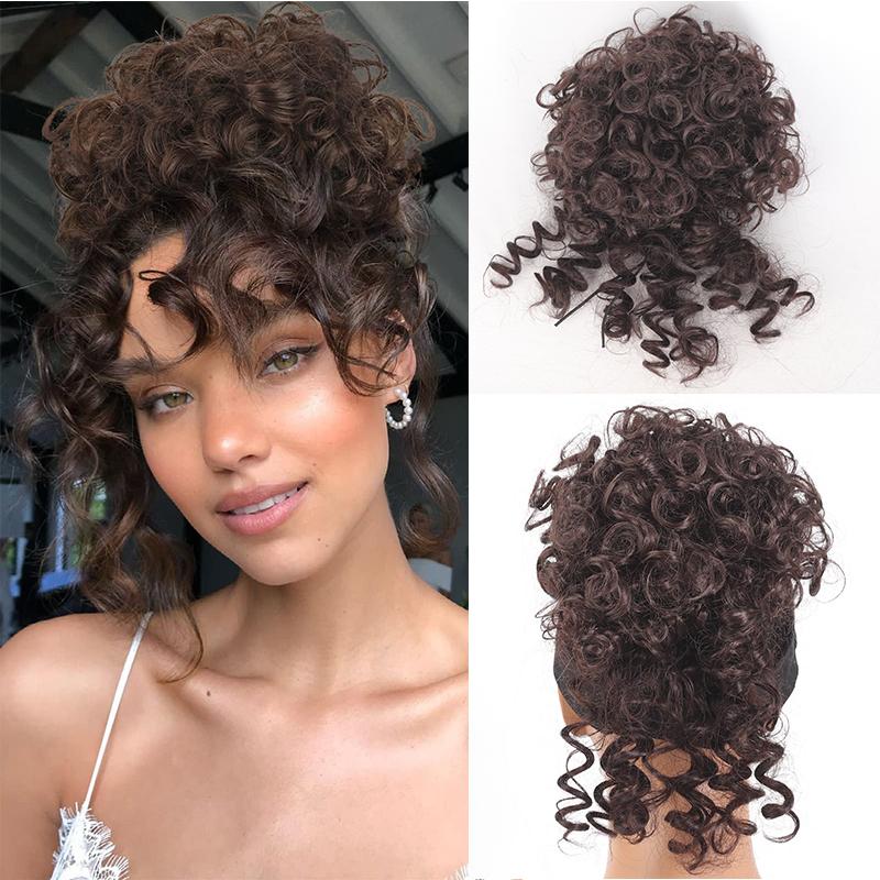 Messy Bun Haarteil elastischer Kordelzug lose Welle lockig Scrunchies Pferdeschwanz Verlängerung gray