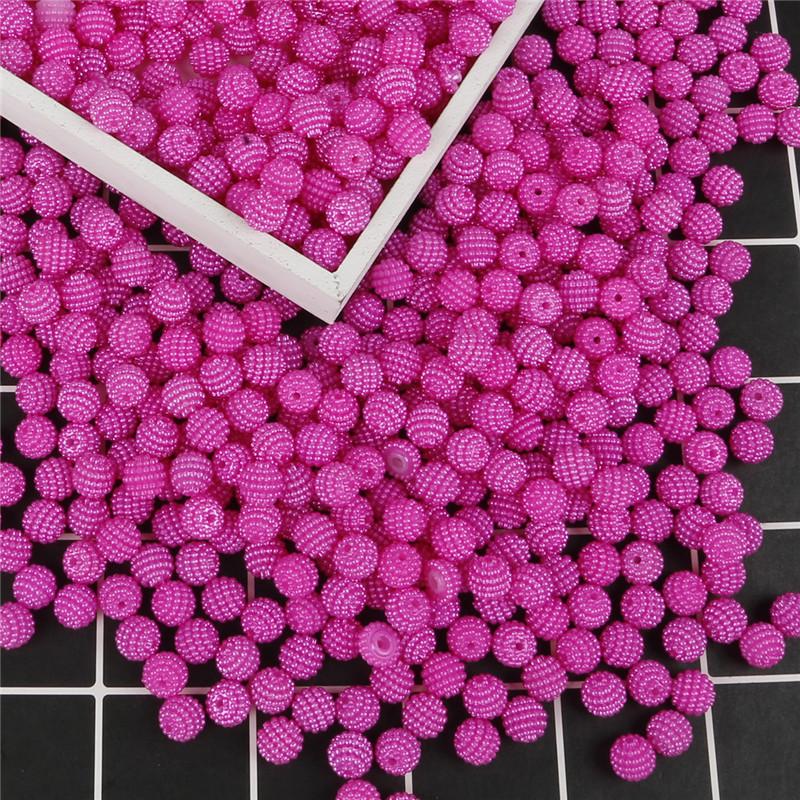 10 mm, 50 Stück, Acrylperlen, Bayberry-Perlen, runde lose Perlen für Schmuckherstellung, DIY-Zubehör fuchsie