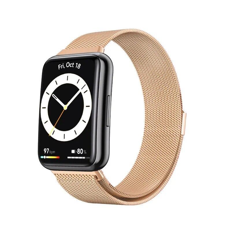 Magnetisches Loop-Band für das Huawei Watch Fit 2-Armband, Zubehör aus Edelstahl, Gürtelarmband für Huawei Watch Fit, Metallarmbänder For Huawei Fit rose gold