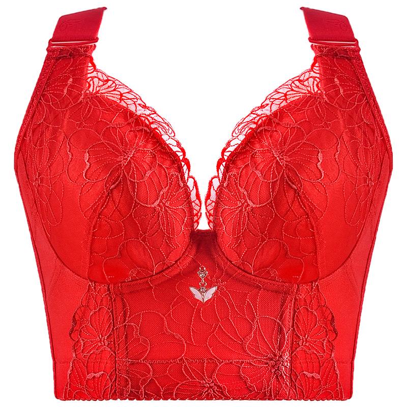 Frauen Push-Up Bh Dessous Sexy Bh Spitze Dessous Bh Intime Top Crop Top 3/4 Cup BH Kostenloser Versand für Frauen 46/105D rot