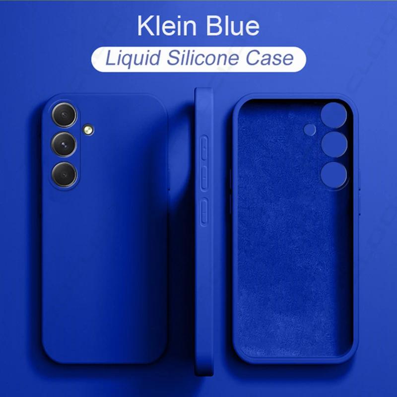 Flüssige Silikonhülle für Samsung Glalaxy A54 A13 A23 A33 A53 A73 A52 A52S A72 5G S23 FE S24 Ultra Plus stoßfeste Schutzhülle For Samsung S23 Ultra meer-blaue
