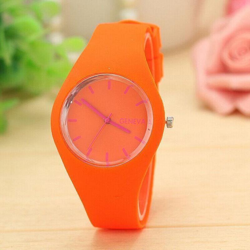 Trendy Unisex Paar Uhren Trendy Kinder Frauen Genf Männer Heißer Verkauf Silikon Analog Koreanische Sport Uhr Gelee Uhren Hohe Qualität Student Unisex orange