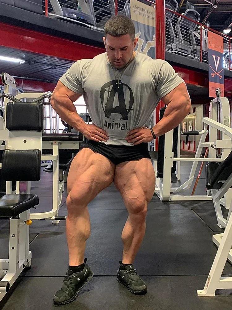 Sommer Fitnessstudio Fitness T-Shirt Locker Herren Baumwollshirt Bodybuilding Training Herren T-Shirt Übergröße Sport Kurzarm Jogger T-Shirt M schwarz
