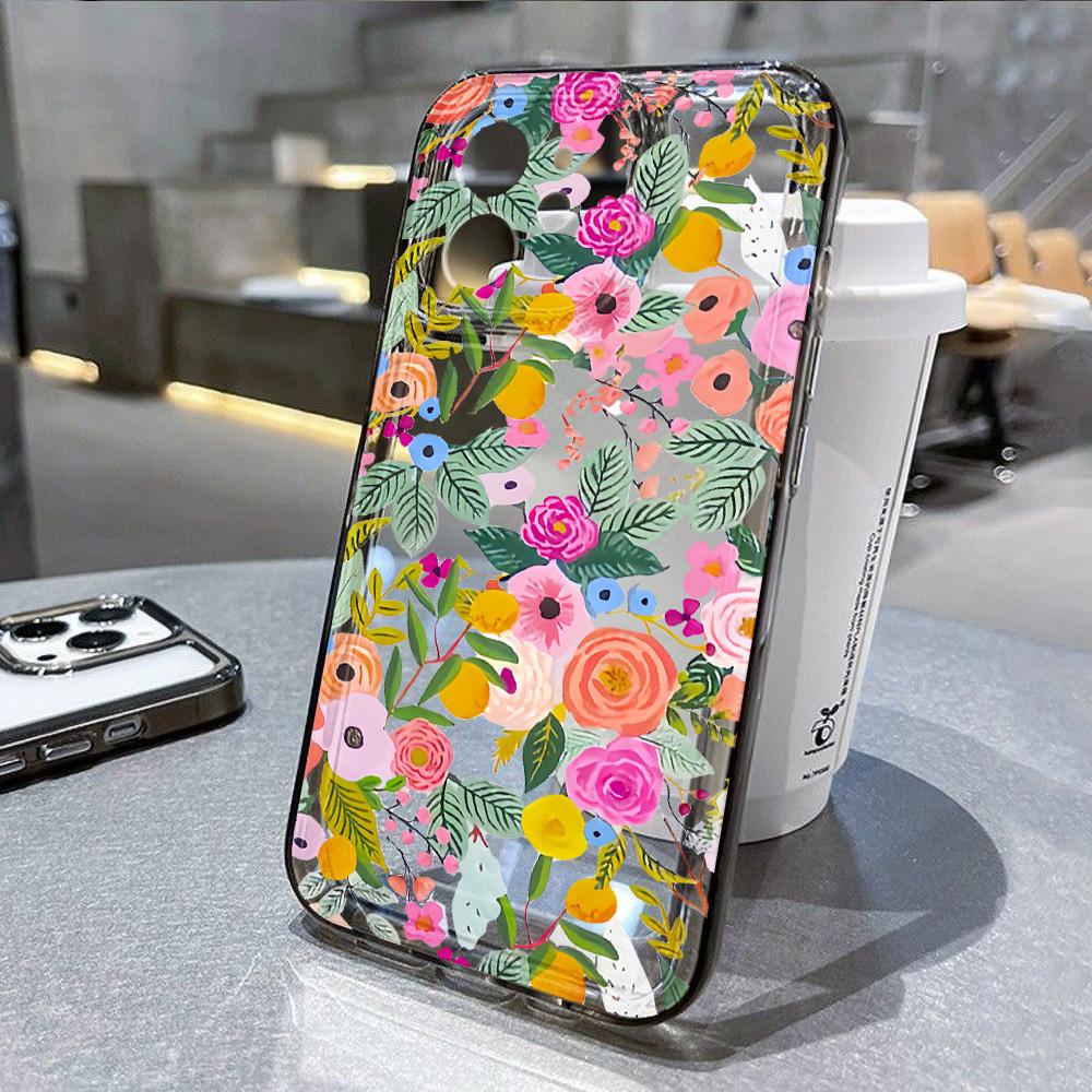 Blumen Handyhülle Für iPhone 14 Hülle iPhone 13 12 11 16 15 Pro 14 Pro Max XR XS 7 8 Plus SE Stoßfeste Weiche Silikonhülle For iPhone 16Pro Max white