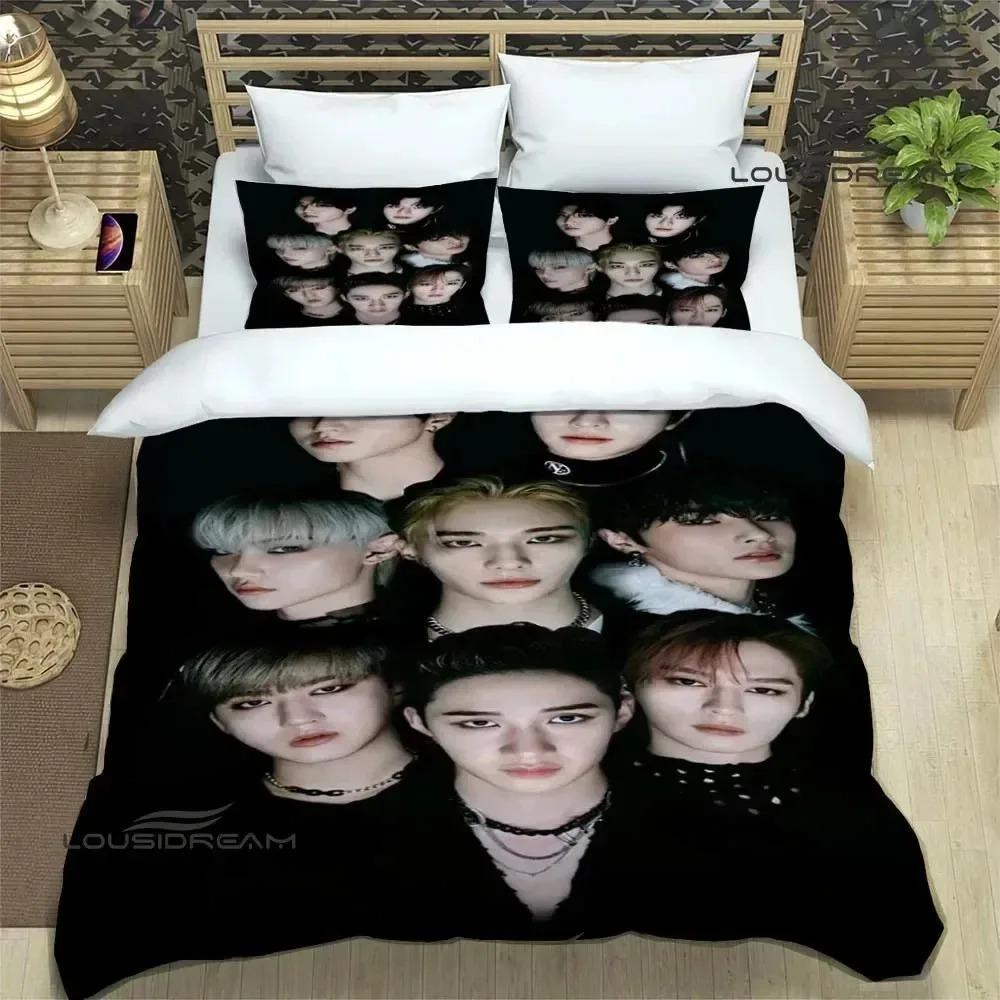 KPOP S-Stray-K-Kids Druck Bettwäsche-Sets Exquisites Bettwaren-Set Bettbezug Bettdecke Bettwäsche-Set Luxuriöses Geburtstagsgeschenk EU Double 200x200cm