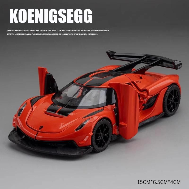 Koenigsegg Jesko Supercar, Druckguss-Spielzeug, Legierung, Automodell, Sound und Licht, Pullback, Kinderspielzeug, Auto, Sammlerstück, Geschenk im Maßstab 1/32 rot