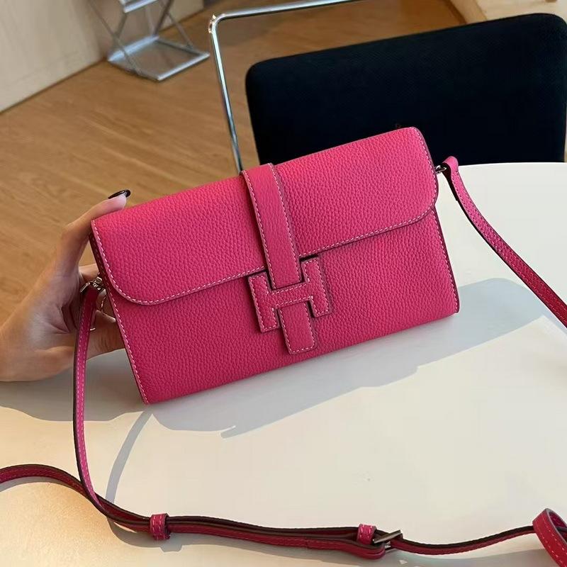 2025 neue Leder I-Schnalle langes dreifach gefaltetes Portemonnaie erste Schicht Rindsleder TOGO Leder Ledergeldbörse grenzüberschreitender Großhandel Trend 22-13*5CM rose rot