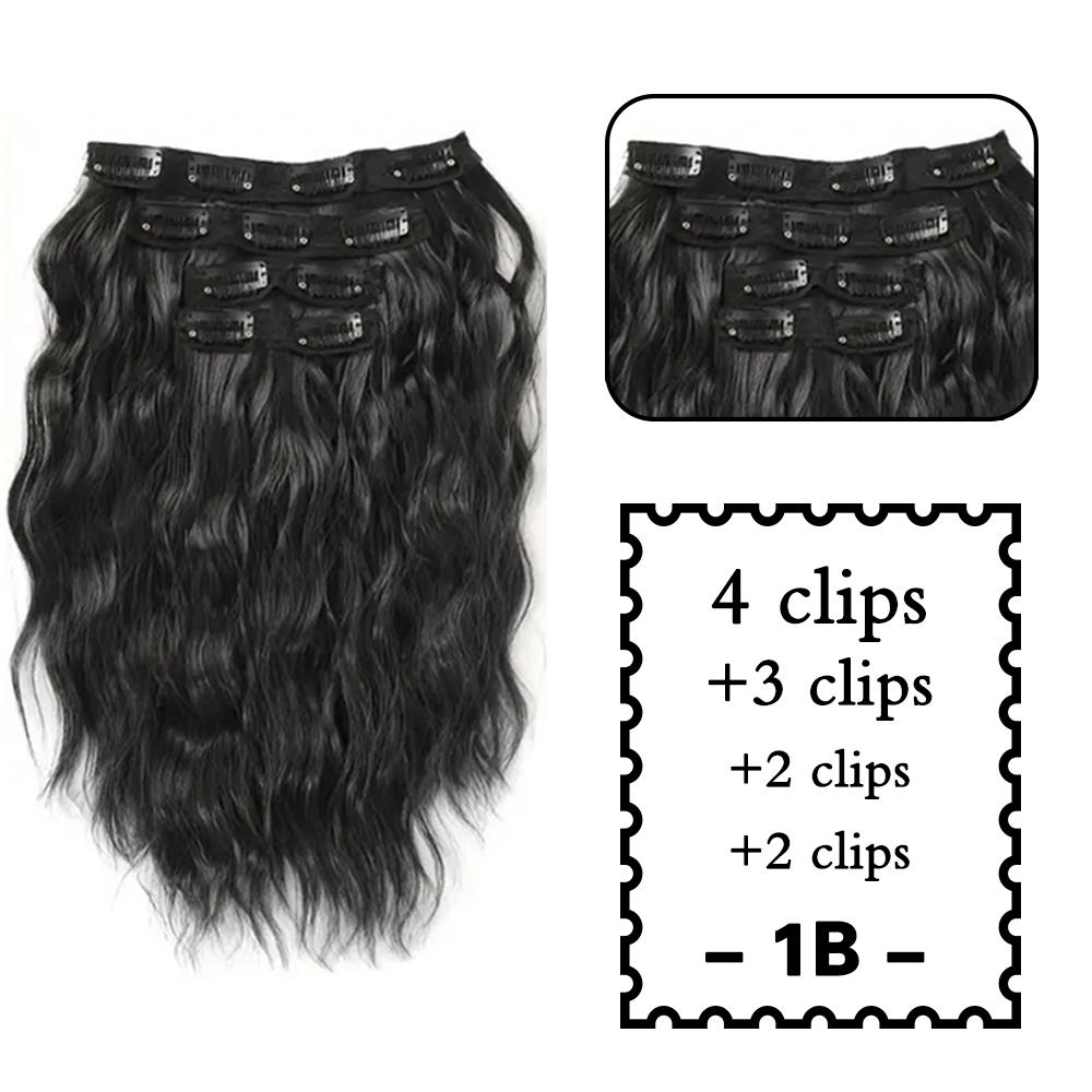 MISSQUEEN Synthetische Clip-In Haarverlängerungen Wellige Haarverlängerungen Unsichtbare Lace Weft Natürliche Haarteile für Frauen 35cm