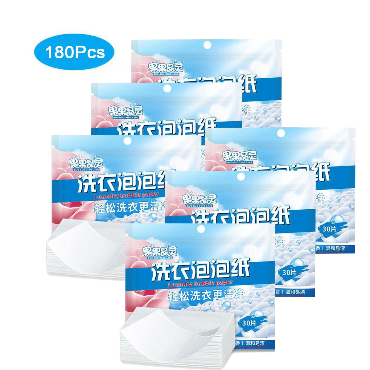 30/60/90 Stück/Lot umweltfreundliches Waschmittel, Seifenfolie, plastikfrei, konzentriertes Waschen, starkes Wäsche-Gadget für Waschmaschine 180PCS weiß