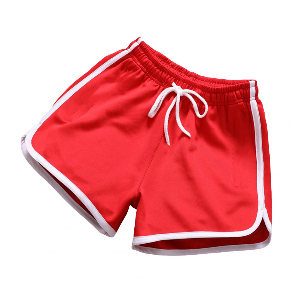 Herren Sommer Kurze Hosen Kordelzug Elastischer Bund Lockerer Schnitt Einfarbig Sport Hosen Dünn Über dem Knie Länge Strand Hosen Tägliche Freizeit Jogg M rot