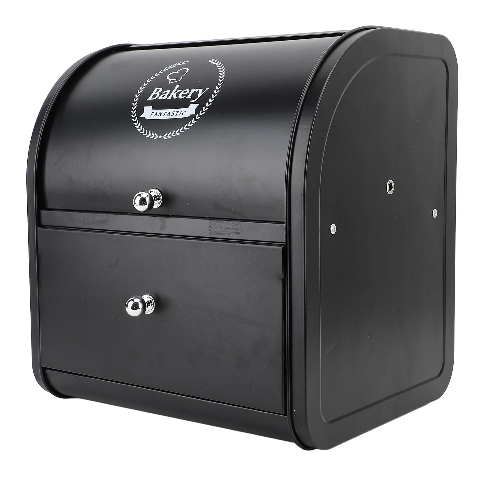 Doppelschichtiger Brotkasten, Brotaufbewahrungsbehälter aus Metall, multifunktionaler Brotaufbewahrungsbehälter mit großer Kapazität Drawer Double Layer