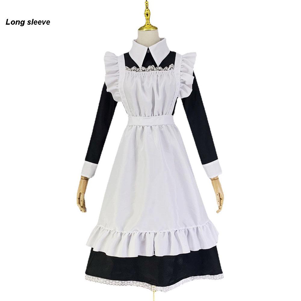 Lolita-Dienstmädchenkleid für Damen, Kellnerin, Kostüme, Schleife, Rüschen, Gothic-Cosplay-Kostüme xxxl