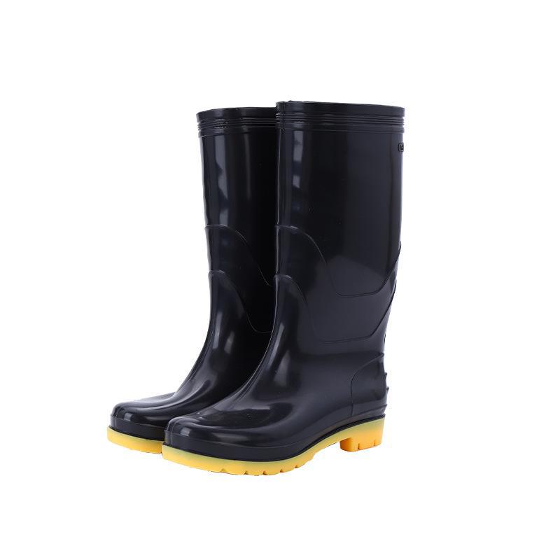 Herren Wasserdichte Hochschaft-Regenstiefel mit Dicksohle und niedrigem Absatz, Rutschfeste Mesh-Arbeitsschuhe high tube 36CM, size 40 schwarz