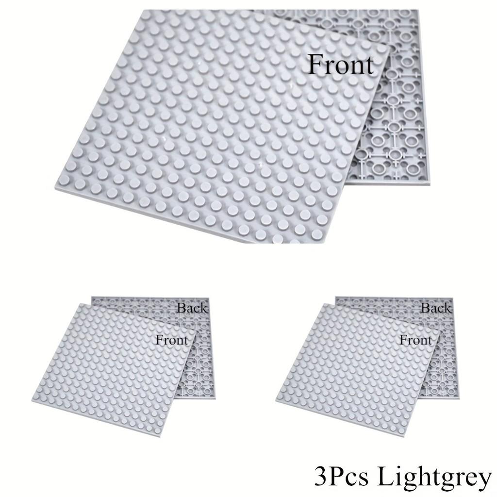 3 Stück Platten 16 x 16 MOC Doppelseitige Grundplatten-Bausteine, Grundplatten-Stadtteile, Lernspielzeug, Halloween-Weihnachtsgeschenke licht grau