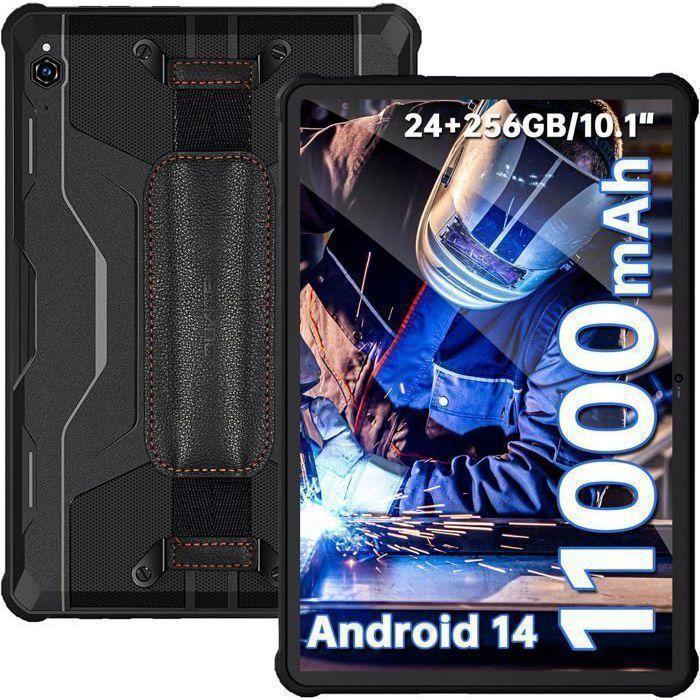 OUKITEL RT9 Robustes Tablet 24GB+256GB 10.1'' Unzerbrechliches Tablet 11000mAh Android 14 Tablet Dual SIM 4G/GPS/IP68 Schwarz