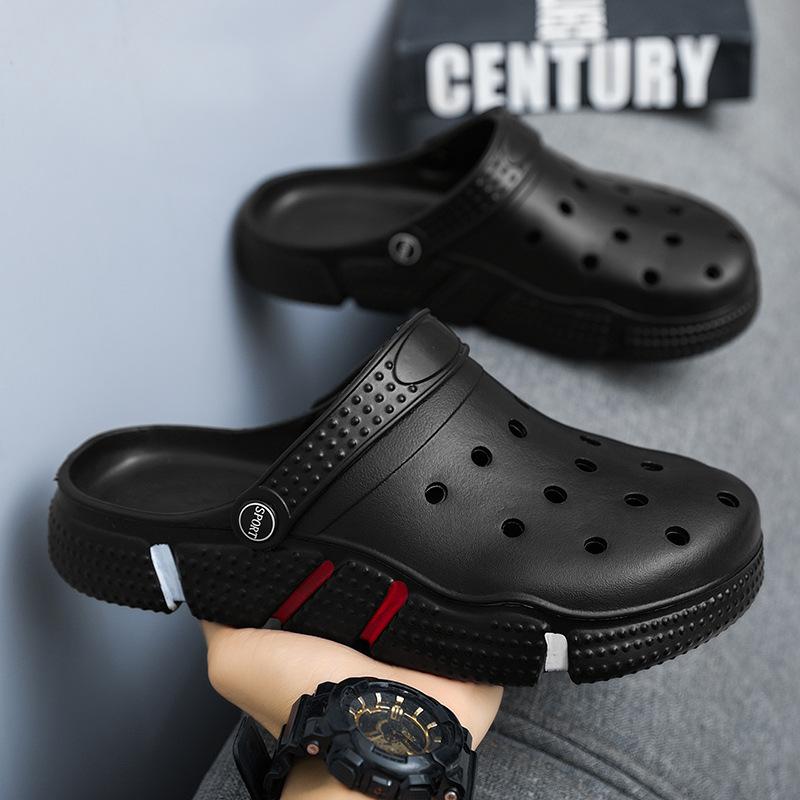 Neue Mode Hohl-out Atmungsaktive Hausschuhe Sommer Strand Schuhe Hausschuhe für Männer Outdoor/Indoor Sandalen 50 schwarz