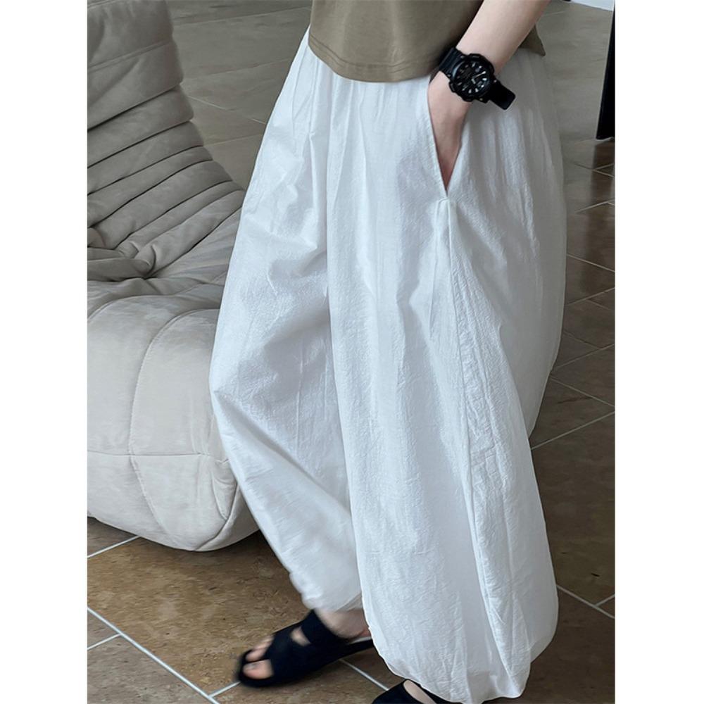 Atmungsaktive Baumwolle~Sommer Neue Weiße Weite Pumphosen Damen Design Weitbein Hose Yamamoto Hose Bequeme Hose 2XL weiß
