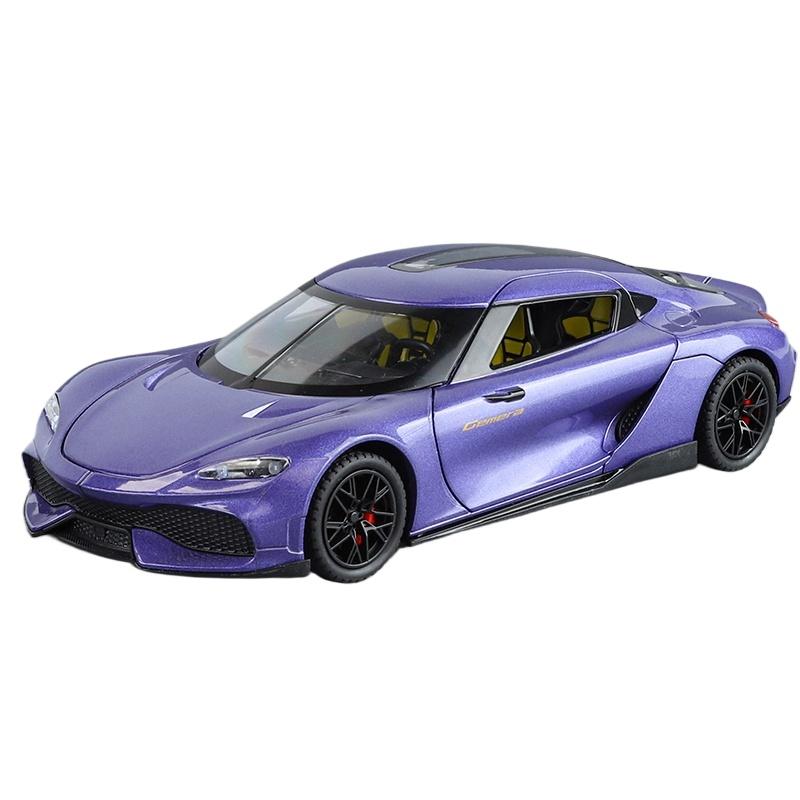 1/24 Koenigsegg Gemera GT Supersportwagen Legierung Diecast Modellauto Sound und Licht Zuhause Trendige Ornamente Exquisite Simulation Dekorative Geschenke Junge violett