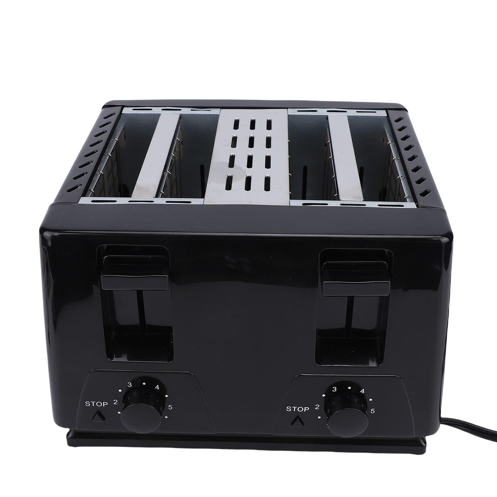 4 Scheiben Toaster Kompakter Edelstahl Elektro-Toaster mit 6 Einstellungen Extra breite Schlitze Herausnehmbare Krümelschublade für Frühstück