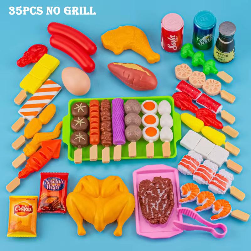 Baby Pretend Play Küche Kinder Spielzeug Simulation Grill Kochgeschirr Kochen Lebensmittel Rolle Spielen Pädagogisches Geschenk Spielzeug für Mädchen Kinder 35pcs no grill