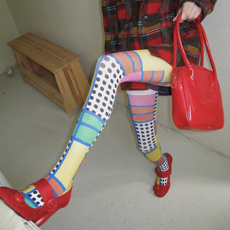 Colorblocked Karierte Strumpfhose Damen Mit Millennial Y2K Trendig Gepunktete Strumpfhose 2026 Frühling Unterwäsche Strumpf S