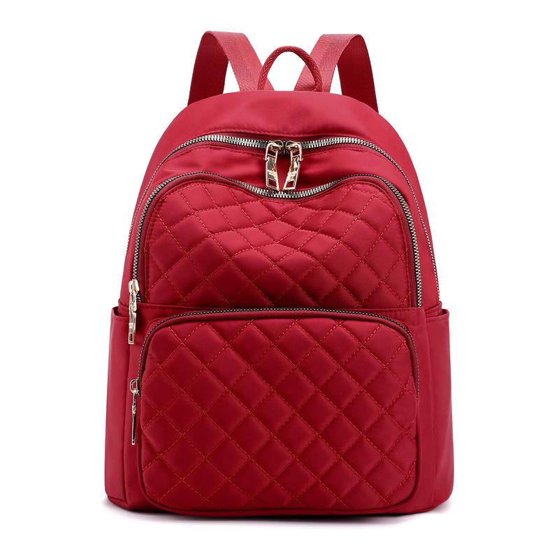 Mode Frau Rucksack Student Rucksack Raute Stickerei Gewinde Reise Schule Tasche Trend Taschen Doppel Zurück Weiblichen Beutel One size wein rot