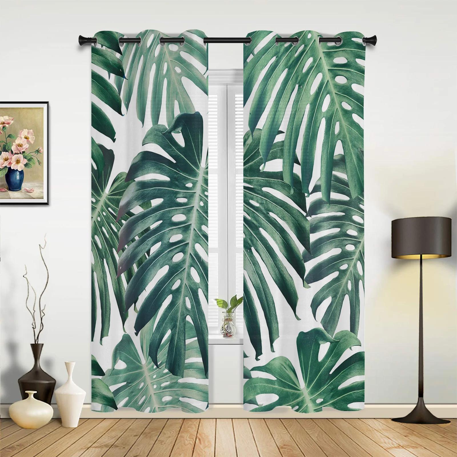 Kaktus Tropische Pflanze Fenster Vorhänge Hause Dekoration Wohnzimmer Vorhänge Fenster Behandlungen Vorhänge Cortinas Für Küche Schlafzimmer 135W x 60H(cm) x1 gray