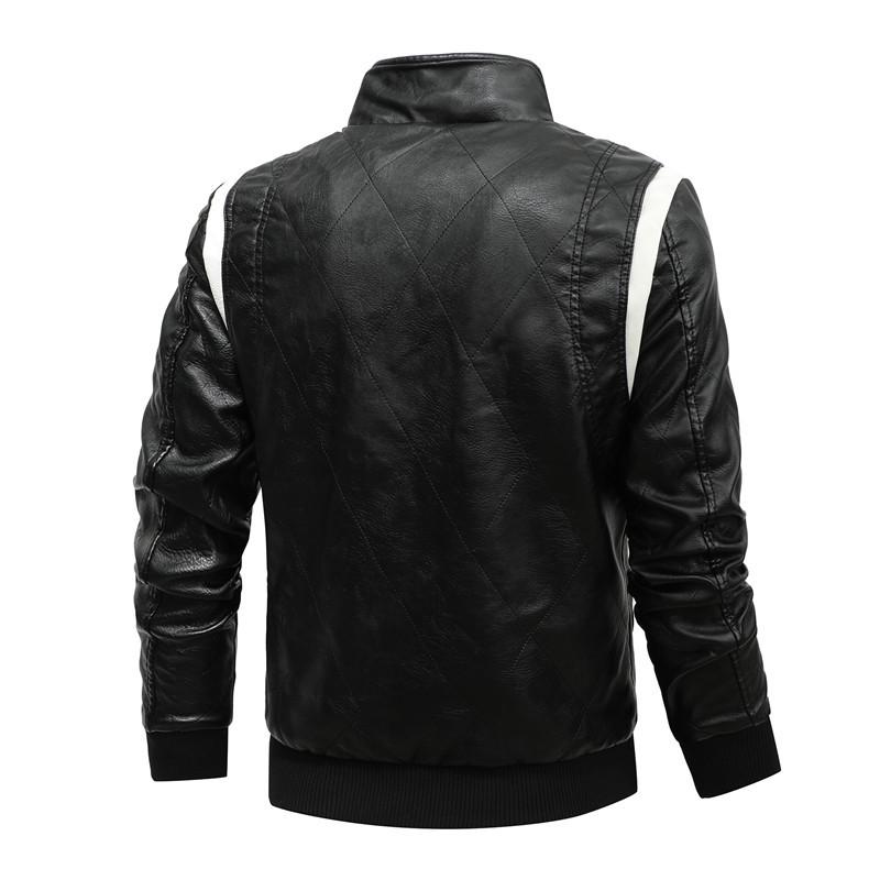 Herren-Lederjacke, europäische und amerikanische große Jungen-Pu-Lederjacke XXXL