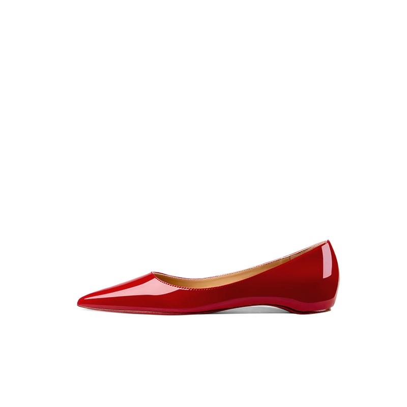 Flache Schuhe für Damen, beliebte neue Schuhe, rote, glänzende Unterseite, erhöhte flache Schuhe, spitz, flacher Mund, einzelne Schuhe, kostenlose Lieferung 36 red