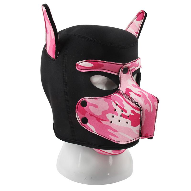 Kapuze Halloween Welpe Rollenspiel Hundemaske Cosplay Vollkopfbedeckung Paare Sexspielzeug rosa