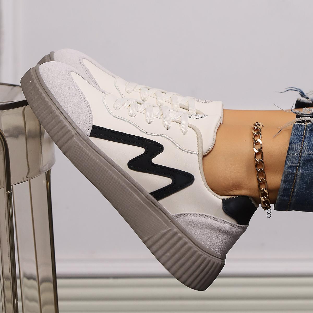 TUINANLE Sneakers Damen Sportschuhe Chunky Casual Weiße Sneakers Mädchen Walking Plateauschuhe 42 beige/schwarz