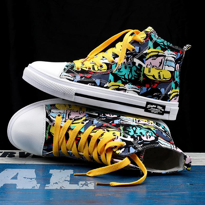 Herren High Top Canvas Schuhe Unisex Designer Vulkanisierte Sneaker Mann Mode Graffiti Atmungsaktiv Lässige Sneaker Herren Board Schuhe 41